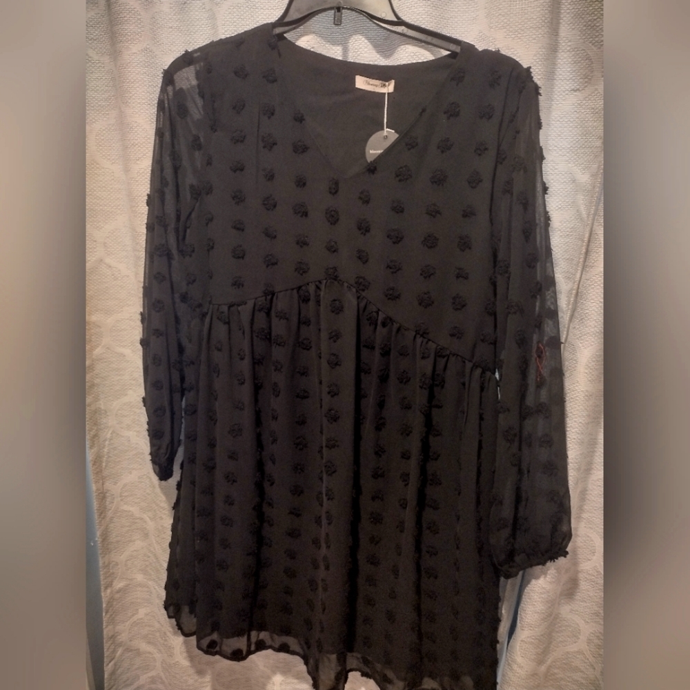 NWT black dress with sheer sleeves